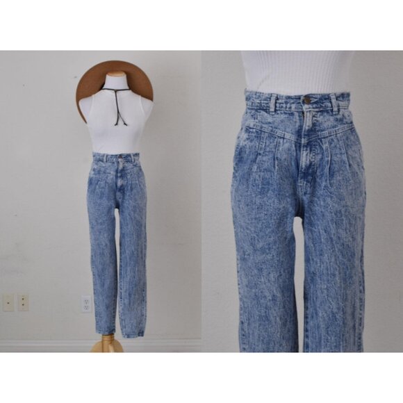 Vintage 90s‎ High Waisted Acid Wash Tapered Jeans by CHIC | 26 waist - Picture 1 of 10